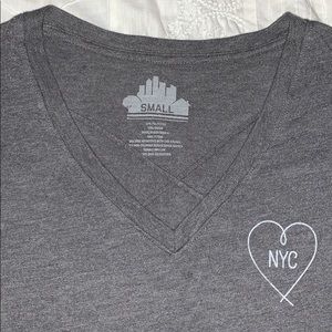 NWT Gray cris cross v-neck short sleeve top